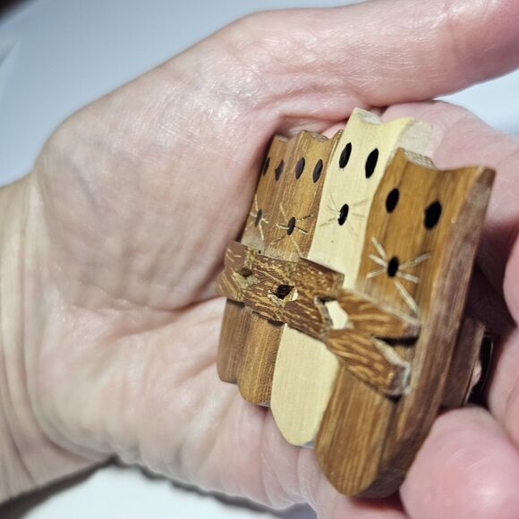 Handmade Wooden Kitty Cat Animal Hair Clip Barrette - Picture 3 of 12